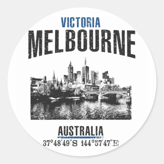 Melbourne Ronde Sticker (Voorkant)