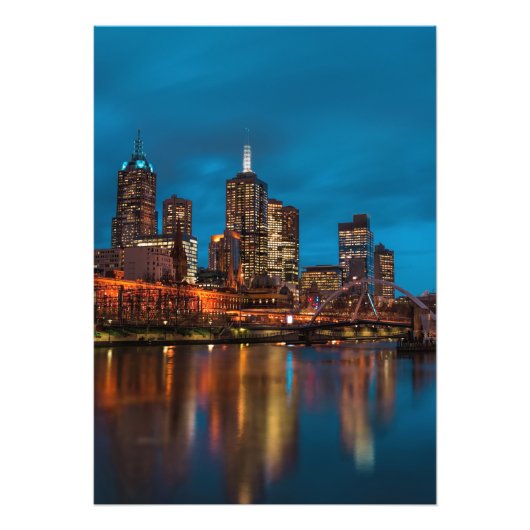 Melbourne 's nachts foto afdruk (Voorkant)