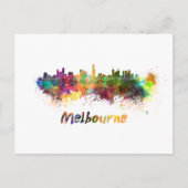 Melbourne skyline in watercolor briefkaart (Voorkant)