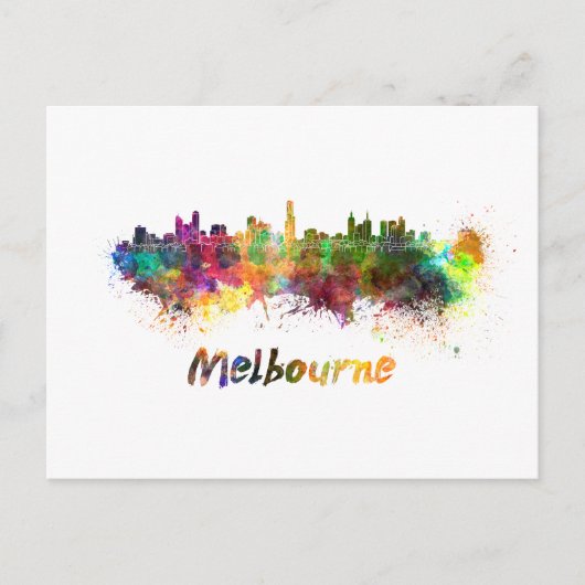 Melbourne skyline in watercolor briefkaart (Voorkant)