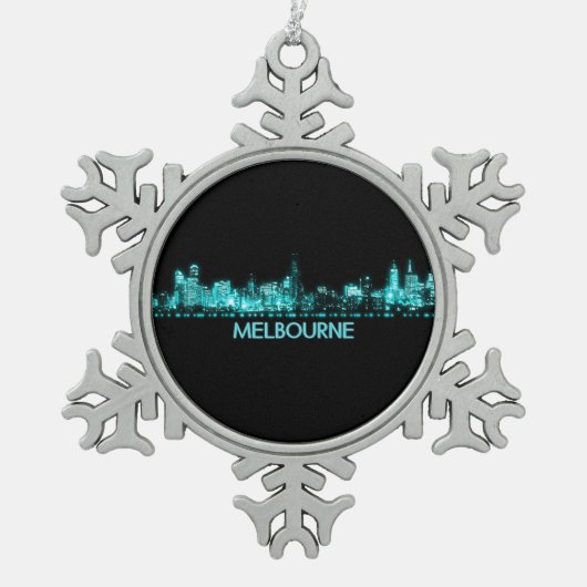 Melbourne Skyline Tin Sneeuwvlok Ornament (Voorkant)