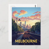 Melbourne Skyline Train Station Briefkaart (Voorkant / Achterkant)