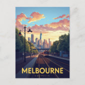 Melbourne Skyline Train Station Briefkaart (Voorkant)