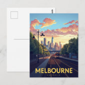 Melbourne Skyline Treinstation Briefkaart (Voorkant / Achterkant)