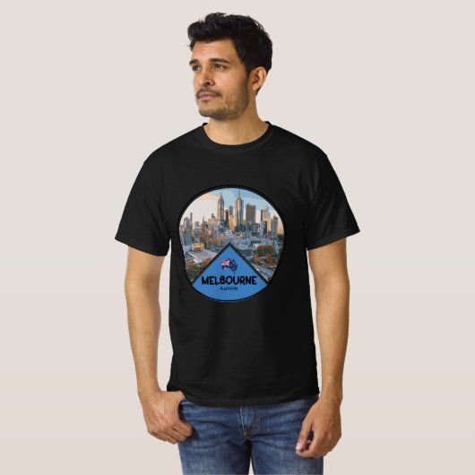 Melbourne stad Australië landschap T-shirt (Voorkant volledig)