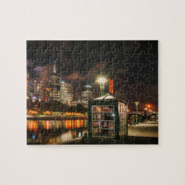 Melbourne-stad bij nacht legpuzzel