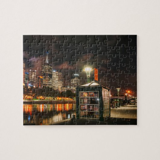 Melbourne-stad bij nacht legpuzzel (Horizontaal)