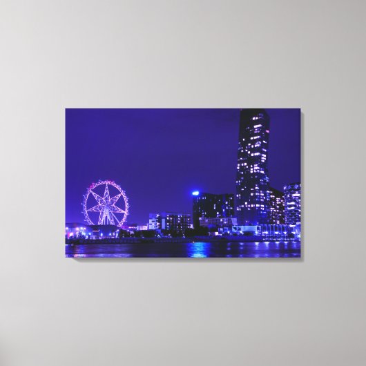 Melbourne Star Wheel met Night Skyline Canvas Art (Voorkant)