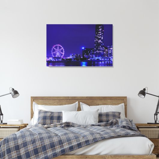 Melbourne Star Wheel met Night Skyline Canvas Art (Insitu (Slaapkamer))