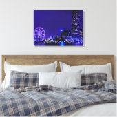 Melbourne Star Wheel met Night Skyline Canvas Art (Insitu (Slaapkamer))