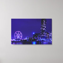 Melbourne Star Wheel met Night Skyline Canvas Art Afdruk