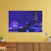Melbourne Star Wheel met Night Skyline Canvas Art Afdruk (Insitu (Woonkamer))