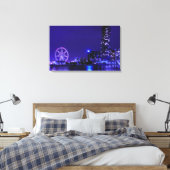 Melbourne Star Wheel met Night Skyline Canvas Art Afdruk (Insitu (Slaapkamer))