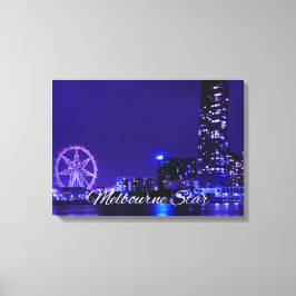 Melbourne Star Wheel met Night Skyline Canvas Art Afdruk
