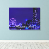 Melbourne Star Wheel met Night Skyline Canvas Art Afdruk (Insitu (Houten vloer))