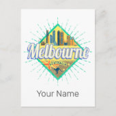 Melbourne Victoria Australia Retro Skyline  Feestdagenkaart (Voorkant)