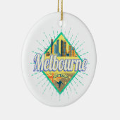 Melbourne Victoria Australia Retro Skyline  Keramisch Ornament (Rechts)