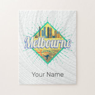 Melbourne Victoria Australia Retro Skyline  Legpuzzel
