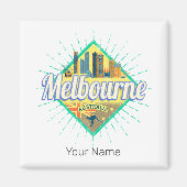 Melbourne Victoria Australia Retro Skyline  Magneet (Voorkant)