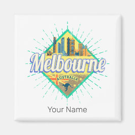 Melbourne Victoria Australia Retro Skyline Magneet