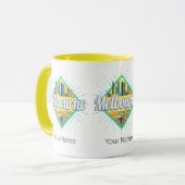 Melbourne Victoria Australia Retro Skyline Mok (Voorkant links)