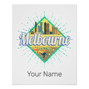 Melbourne Victoria Australia Retro Skyline  Perfect Poster