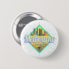 Melbourne Victoria Australia Retro Skyline Ronde Button 5,7 Cm
