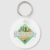 Melbourne Victoria Australia Retro Skyline  Sleutelhanger (Voorkant)