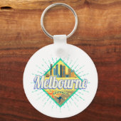 Melbourne Victoria Australia Retro Skyline  Sleutelhanger (Voorkant)