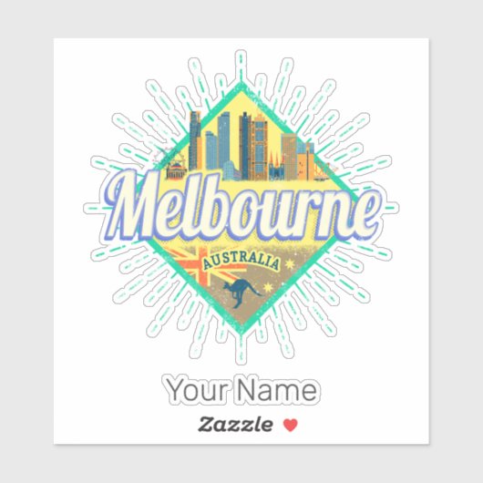 Melbourne Victoria Australia Retro Skyline  Sticker (Vel)