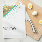 Melbourne Victoria Australia Retro Skyline  Theedoek (Quarter Fold)