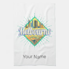 Melbourne Victoria Australia Retro Skyline Theedoek