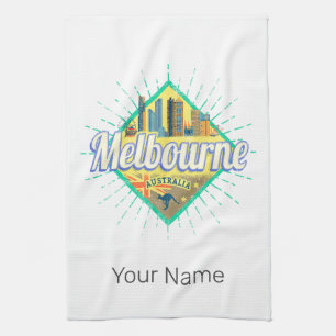 Melbourne Victoria Australia Retro Skyline  Theedoek