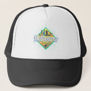 Melbourne Victoria Australia Retro Skyline  Trucker Pet