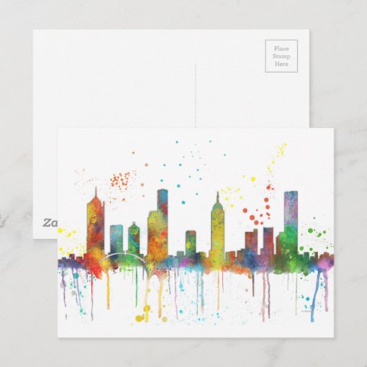 MELBOURNE, VICTORIA AUSTRALIA SKYLINE BRIEFKAART (Voorkant / Achterkant)