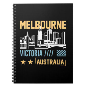 Melbourne Victoria Australië Skyline Reis Grafi Notitieboek