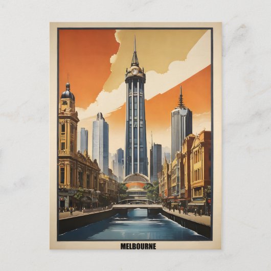 Melbourne vintage poster briefkaart (Voorkant)