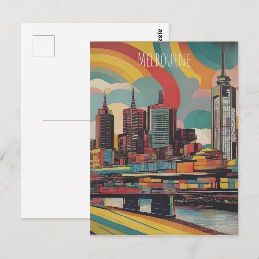 Melbourne vintage poster briefkaart (Voorkant / Achterkant)