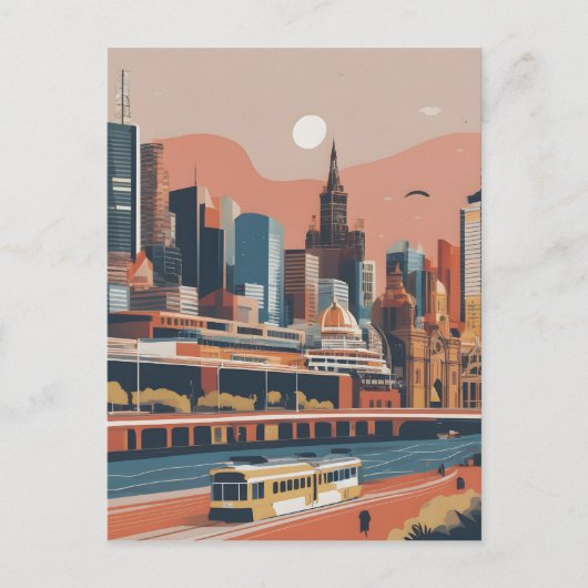 Melbourne vintage poster briefkaart (Voorkant)