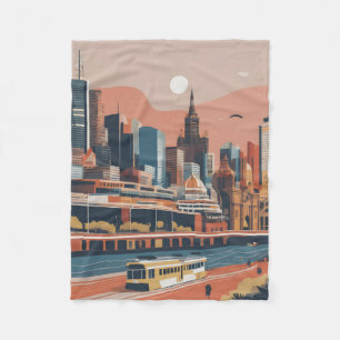 Melbourne vintage poster fleece deken