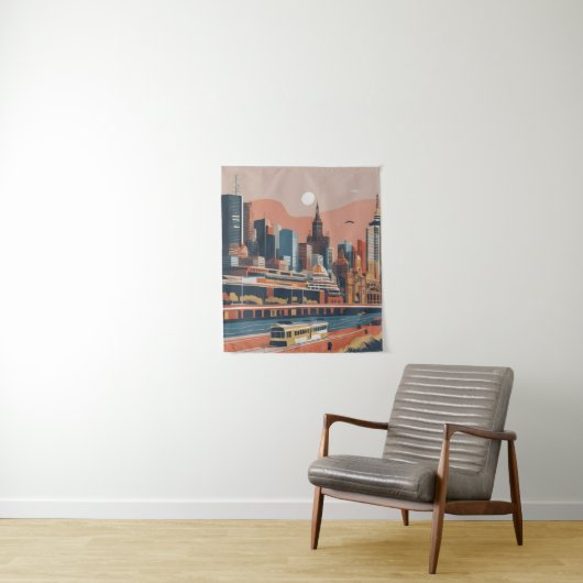 Melbourne vintage poster wandkleed (In situ)