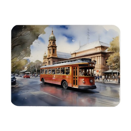 Melbourne waterverf artPoster Magneet (Horizontaal)