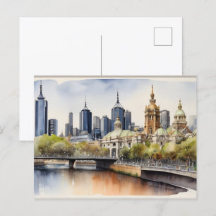 Melbourne waterverf kunst briefkaart