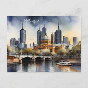 Melbourne waterverf kunst briefkaart