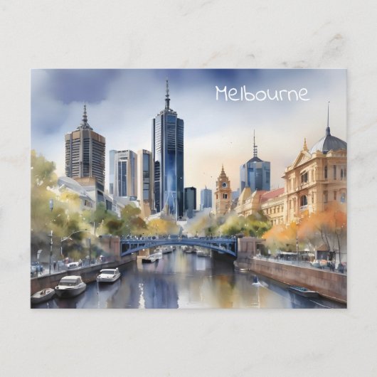 Melbourne waterverf kunst briefkaart (Voorkant)