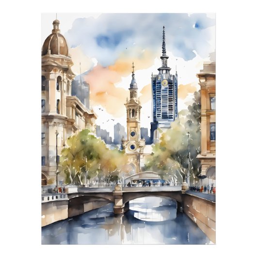 Melbourne waterverf kunst foto afdruk (Voorkant)