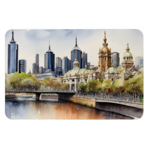 Melbourne waterverf kunst magneet