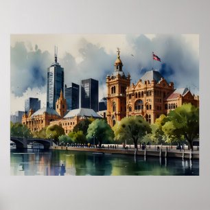 Melbourne waterverf kunst poster