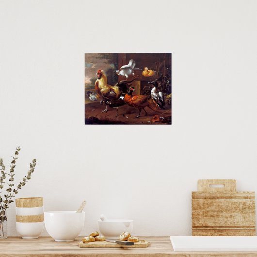 Melchior d'Hondecoeter Chicken Yard Poster (Keuken)