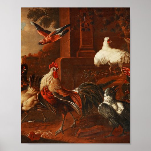 Melchior d'Hondecoeter - Vogels in een park - Nog  Poster (Voorkant)